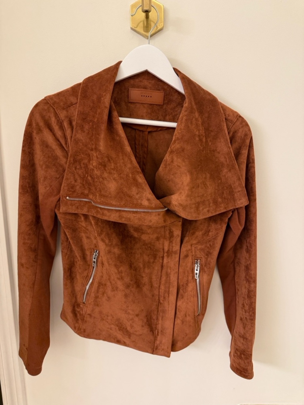 Blank NYC Rust Suede-Look Moto Jacket